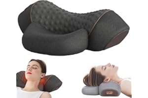 Fisiorest 3-in-1 Neck Massager Pillow, Neck Massager- Ergonomic Hump Neck Pillows with Traction, Heat & Vibration, Memory Foa