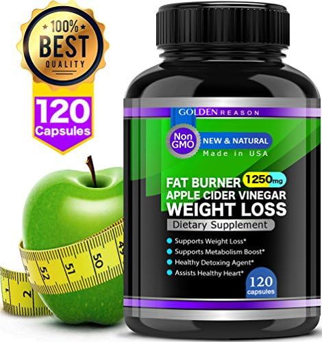 Green Apple Cider Vinegar. Healthy Weight Loss & Extra Strength Fat Burner. Non GMO - 120 Capsules. for Women and Men. Made in USA