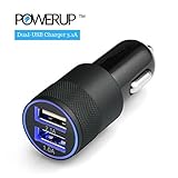Car Charger- iPhone Car Charging Accessories- 3.1A Dual USB- Android and Apple iPhone 5, 5s, 6, 6s, 7 (Black) by Power Up (TM)