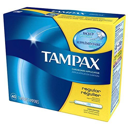 Tampax Cardboard Applicator Tampons, Regular Absorbency, 40 Count