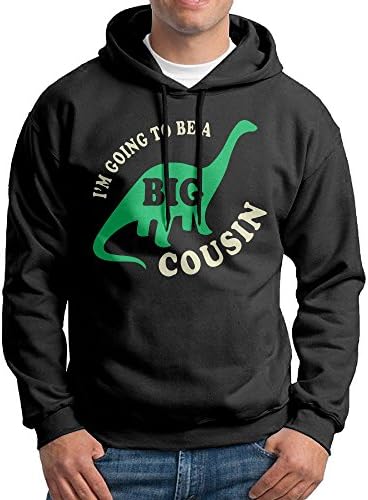 Obachi I'm Going To Be A Big Cousin Men's Long Sleeve Pullover Hooded Sweatshirt Black Size XL