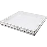 Hrastany Square Wood Decorative Serving Tray, Rustic Coffee Table Tray for Ottoman,Kitchen Counter Organizer, Bedroom, Home Decor(Whitewashed)