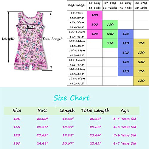 Kids4ever Leotards for Girls Gymnastics Pink Toddler Unitard Sparkly Biketards with Shorts 4T 5 T