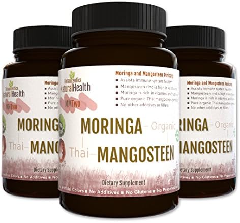 Botaniceutics Organic Moringa Oleifera and Mangosteen - 500 Mg - 270 Capsules per Bottle. No additives, no fillers. Natural moringa and mangosteen for wholesome, good health.