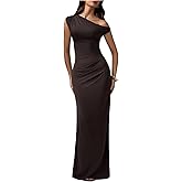 OYOANGLE Women's Sleeveless Off The Shoulder Bodycon Maxi Dress Ruched Party Wedding Guest Dresses