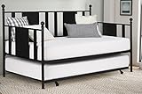 Daybed with Trundle/No Box Spring Required/Premium Sturdy Slats w/Rich Jet Black Finish/Modern Space Saving Design/Day Bed and Roll Out Trundle Accommodate Twin Size Mattress/Ships in 1 Box