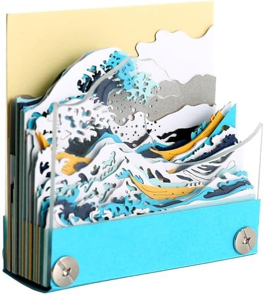 MACTANO 3D Art Memo Pad, Creative The Great Wave