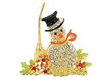 Imixlot Inspired Snowman Broom Enamel Rhineston Brooches Pins