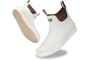 RIUETAR Men's Deck Boots Waterproof Fishing Rain Boots, Anti-Slip Rubber Boots Ankle Booties, High-Performance Footwear Chelsea Boots for Gardening Boating Camping Sailing