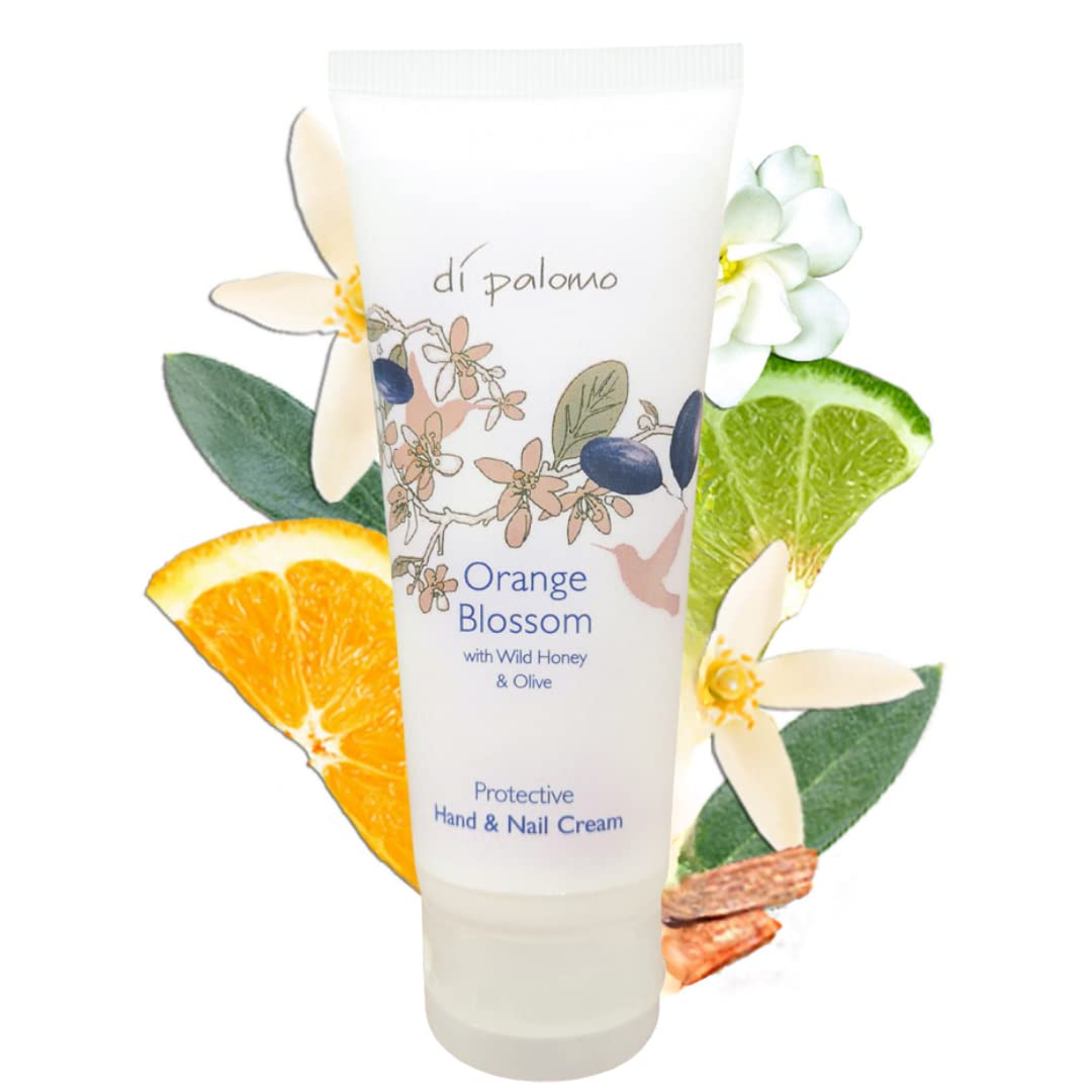 Di Palomo Orange Blossom & Honey Hand & Nail Cream 75ml. Hand Moisturiser & Cuticle Cream. Hand Cream for Very Dry Hands. Ladies & Mens Hand Cream. Hand & Nail Care Moisturiser with Skin Care.