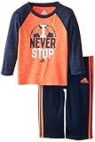 adidas Baby Boys' Long Sleeve Tee and Pant Set, Solar Red Heather, 24 Months