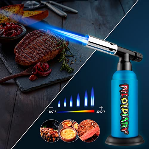 PILOTDIARY Butane Torch, Refillable Big Industrial Butane Torch, Dual Nozzle Strong Firepower