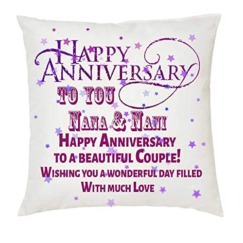 Buy Juvixz Happy Anniversary To You Nana Nani Printed White Cushion 12 Inch X 12 Inch With Filler Online At Low Prices In India Amazon In