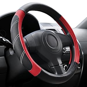 Elantrip Leather Steering Wheel Cover 15 1/2 to 16 inch Universal Large Soft Grip Breathable for Car Truck SUV Jeep Anti Slip Black