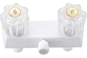 HANSENGROE RV Shower Faucet - 4" Camper Faucet Valve, RV Valve Diverter Replacement with 2 Knob Handles for Indoor and Outdoor Shower (White)