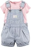 Carters Baby Girls 2-Piece Tee & Denim Shortall Set Pink