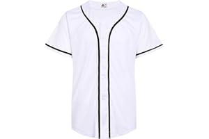 D DEHANER DEHANER Plain Blank Baseball Jerseys for Men Women Adult Hip Hop Hipster Button Down Shirts Sports Uniforms Outfits