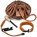 Texas Bushcraft Fire Starter Survival Kit - Ferro Rod Flint Fire Steel, Striker Tool | Cowhide Leather Tinder Bag | Emergency Paracord Bracelet Camping Gear