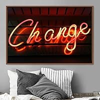 Framed Canvas Wall Art Illuminated Words 3D Industrial Inspirational Multicolor Neon Pop Art Quotes Typography Urban - 16x24 inches