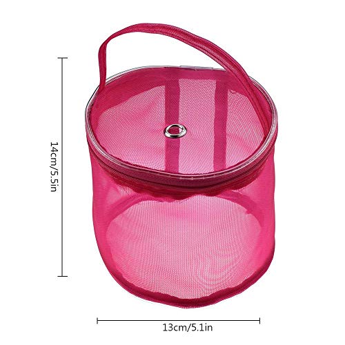 Pawaca Yarn Crochet Thread Storage, Round Mesh Bag Yarn Case Organizer Tote for Knitting, Crotchet, Sewing, Needlework(Rose)