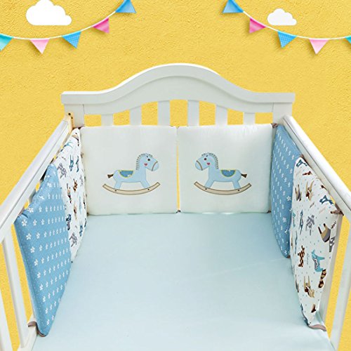 Hengfey Baby Crib Bumper Breathable Cotton Pad Horse 30 cm Ã— 6 PCS