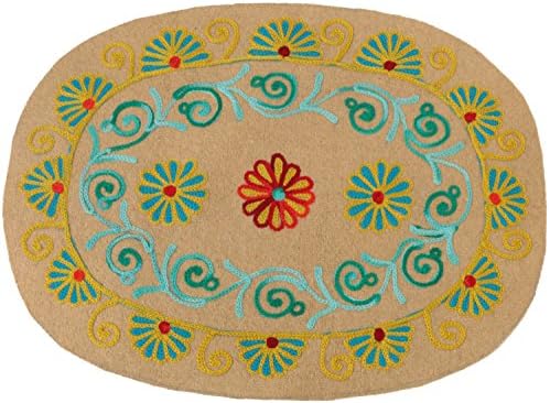 Luncheon mat felt multi-colored embroidery beige 32 ~ 24.5 64907140