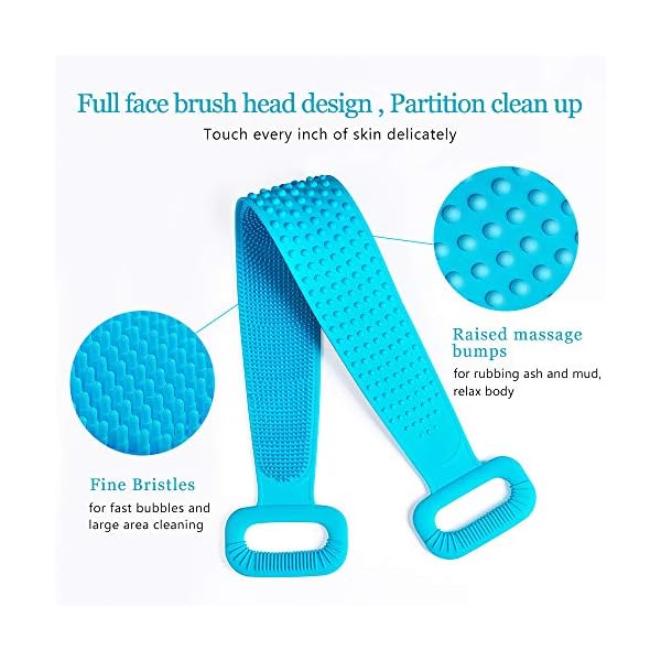 Inmorven Extended 76 cm/30 inches Back Scrubber Silicone Shower Brush Body Brush Exfoliating Body Scrubber for Men and…