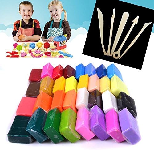 Reelva Polymer Clay Starter Kit 42 Colors of Oven-Bake, Baking Clay Blocks