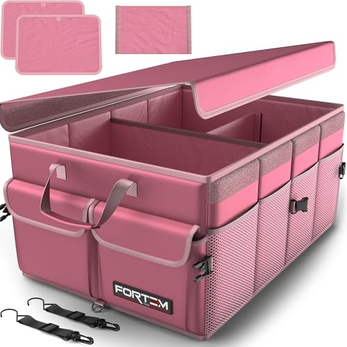 FORTEM Kofferraum Organizer Auto -Zusammenklappbarer Auto Organizer Kofferraum Mit Fächern- Kofferraumtasche Klett mit Rutschfestem Boden -Verstellbar