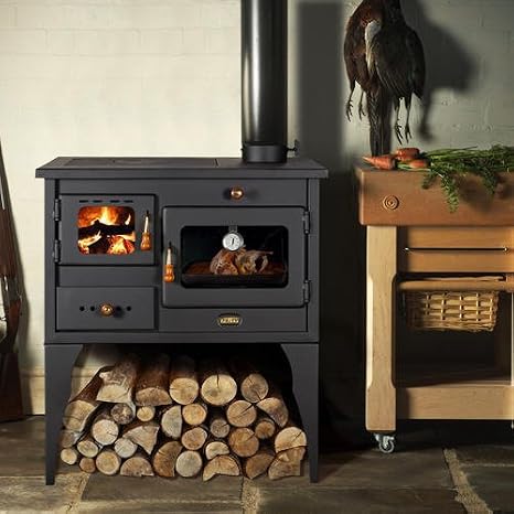 Prity Wood Burning Cooking Stove Cast Iron Top Oven Cooker Solid Fuel Log Burner 10kw Amazon Co Uk Kitchen Home