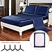 HollyHOME Silky Soft Luxury 4 Piece Deep Pocket Queen Satin Sheet Set, Free Fitted Sheet Straps Included, Blue