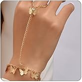 TACBSP Hand Chain Bracelet Finger Ring Bracelet 14K Plated Gold Ring Bracelet Hand Chain for Women Cubic Zirconia Ring Hand Bracelet Trendy Summer Beach Bracelet Jewelry