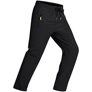 PARTICLE PLANET Men’s Lightweight Hiking Pants Quick Dry Workout Sweatpants | Athletic Pants with Zipper Pockets, Elastic Wai