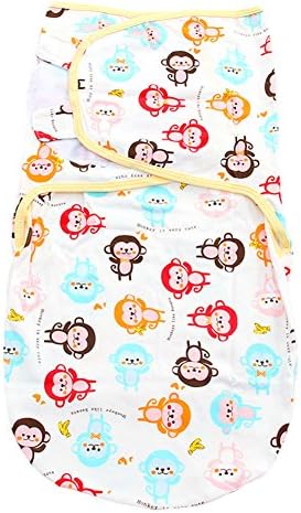 Runhe Baby Swaddle Wearable Blanket Sleeping Bag Newborn Infant Cotton Wrapped Set Towel Adjustable Sleepsack (Color Monkey)