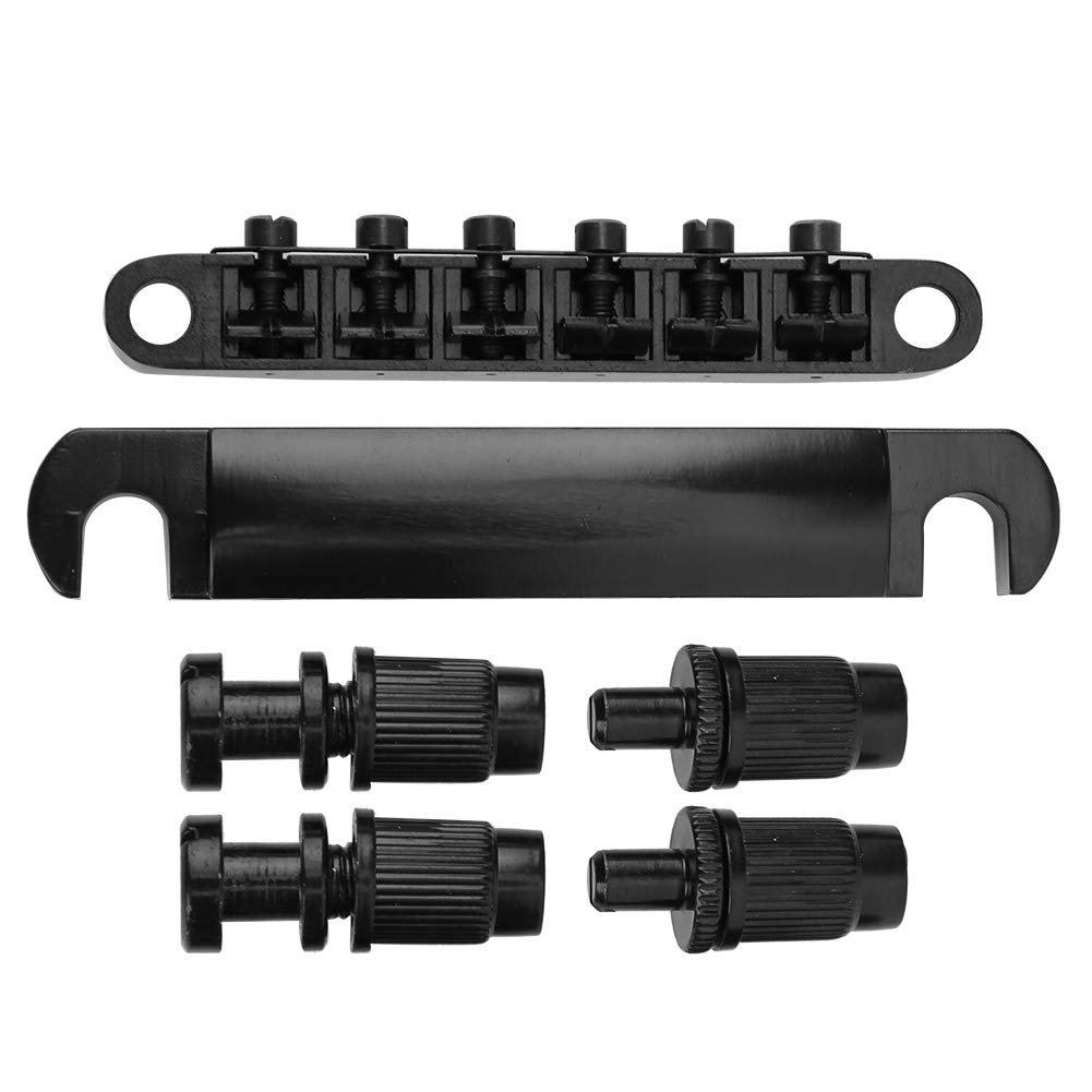 Roller Fixed Saddle Bridge 6-String Electric Guitar Bridge Compatible with LP Style Electric Guitar (Balck) Musical Instrument Accessories