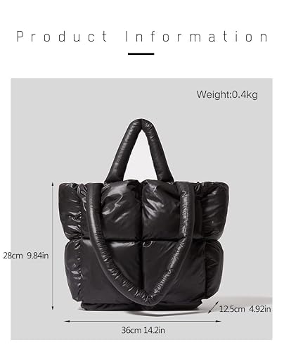 Puffer Tote Bag For Women - Soft Fluffy Quilted Shoulder Bag, Large Capacity Handbag, Down Cotton Padded Purse - View #6