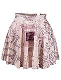 Womens Hogwarts School Digital Print Stretchy Flared Pleated Casual Mini Skirt,OS