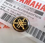 Genuine 12mm Diameter Yamaha Tuning Fork Decal Sticker Emblem Logo Black / Gold Raised Domed Gel Resin Self Adhesive Motorcycle / Jet Ski / ATV / Snowmobile