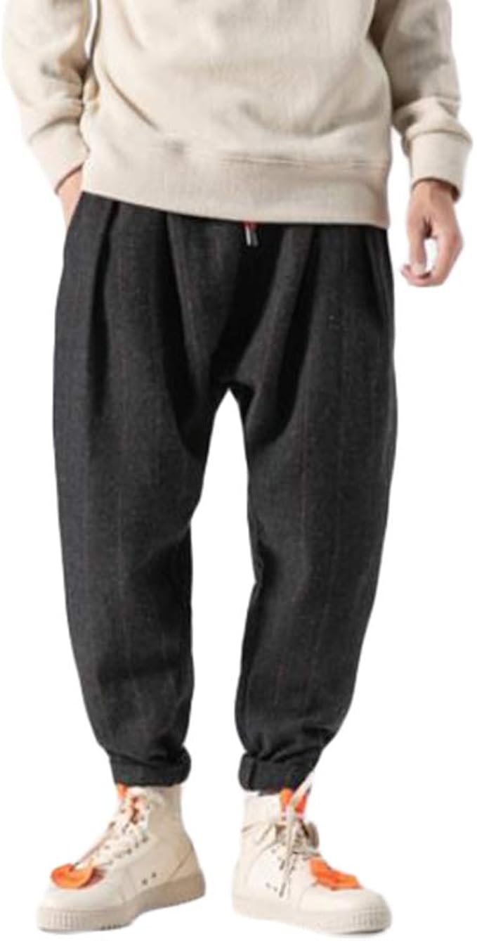 Amazon Ptorワイドパンツ メンズ 厚手 ゆったり サルエルパンツ 裏起毛 スウェット テーパードパンツ カジュアル ウェストゴム ロング パンツ 大きいサイズ ズボン 秋 冬 ロングパンツ 通販