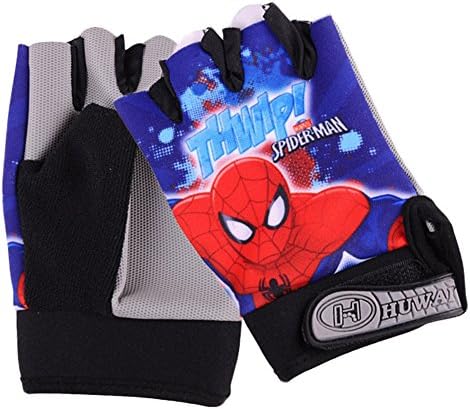 Gouptec Spider-Man Kids Bike Gloves Outdoor Cycling Gloves Sport Gloves for Children (BLUE)