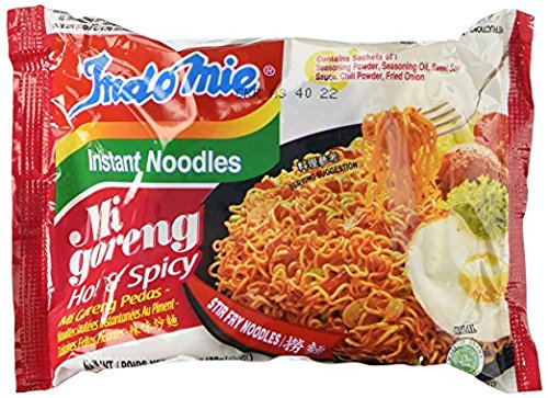 Indomie Mi Goreng Instant Halal Stir Fry Noodles, Hot and Spicy, 3 Ounce