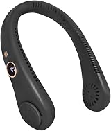 Jsdoin Portable Neck Fan 5 Speed USB Rechargeable Bladeless 360° Airflow Black