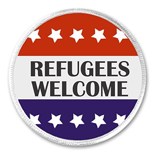 Refugees Welcome Red White Blue Stars 3" Sew On Patch
