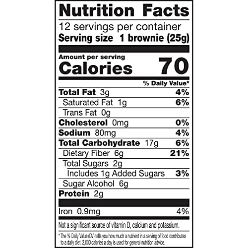 FIBER ONE 70 CALORIE BROWNIES, CHOCOLATE FUDGE, SNACK BARS, 12 COUNT (PACK OF 4)
