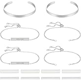 UNICRAFTALE Stainless Steel DIY Blank Rectangle Link Slider Bracelet Making Kit 25cm Long Cuff Bangle Engraveable Blank Tags Links Connectors with Bracelets Chain Hole 1.5mm for DIY Jewelry Making