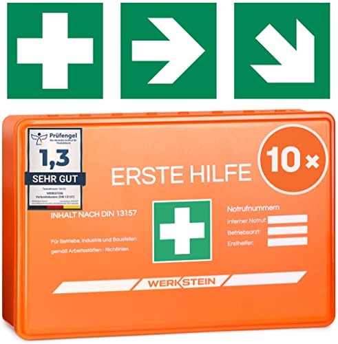 10x Erste Hilfe Verbandskasten inkl. Wandhalterung [DIN 13157:2021]