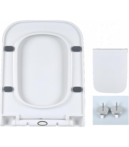 Keebgyy Replacement Toilet Seat – Quiet Close PP Material, Rounded Rectangle, Thickened Quick-Release, Fits All Regular Toilet Bowls, White