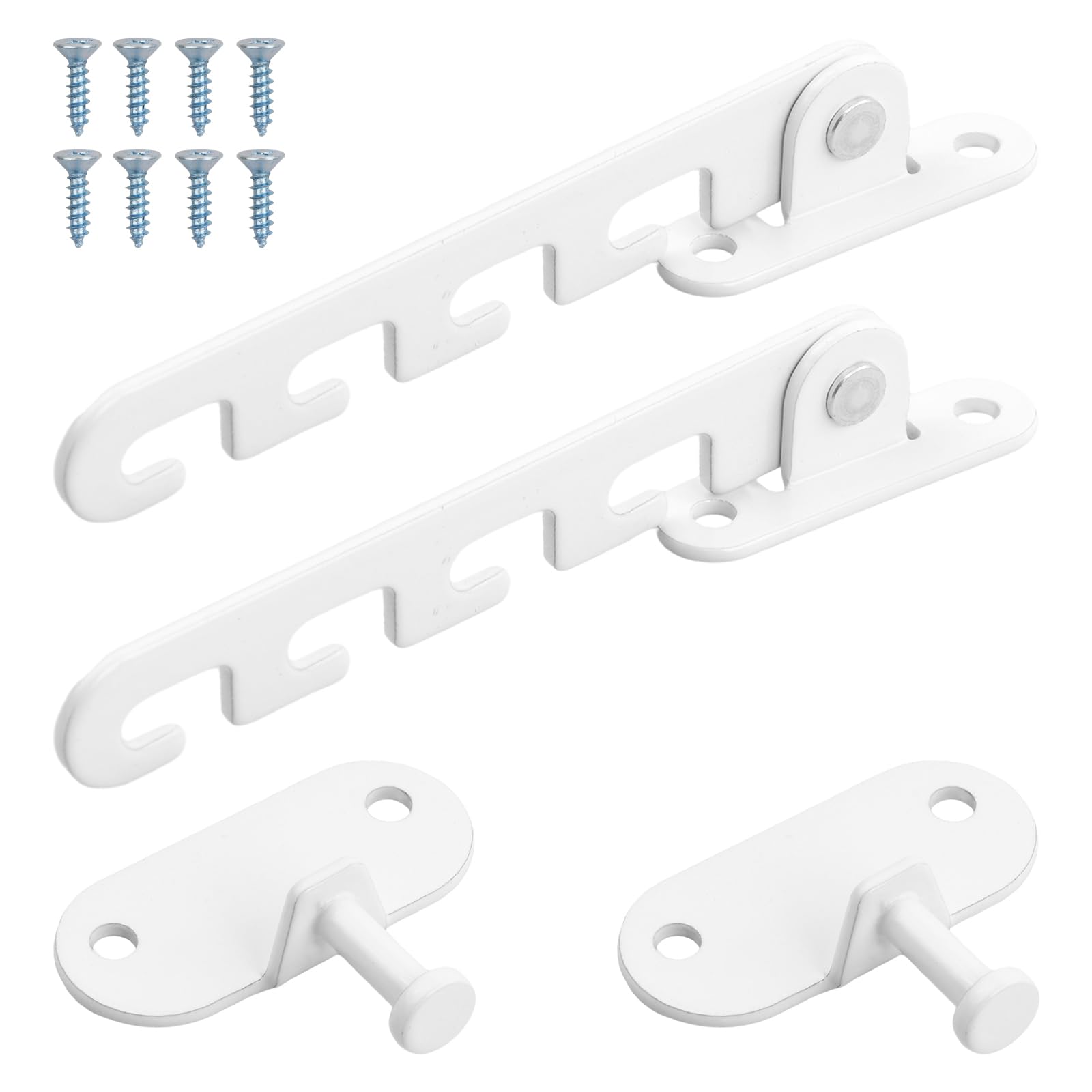 Anseom 2 Pcs Window Safety Restrictors, Window Safety Locks Window Restrictor Hooks with 4 Screws, Adjustable Position Casement Window Restrictor Latch Window Limiter for Wooden/Metal Window or Door