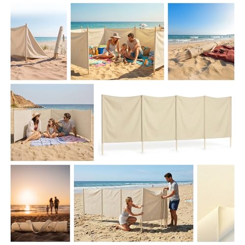 Amazinggirl Windshield Beach Camping Privacy Screen - Wind and Sun Protection Ideal for Garden, Swimming Pool, Travel and Patio, Lightweight and Stable Privacy Screen for Outdoor Use