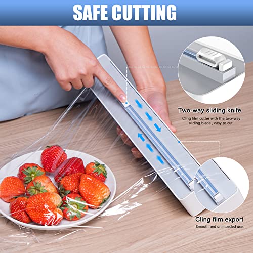 leQuiven Plastic Wrap Dispenser with Slide Cutter, Reusable Cling Film